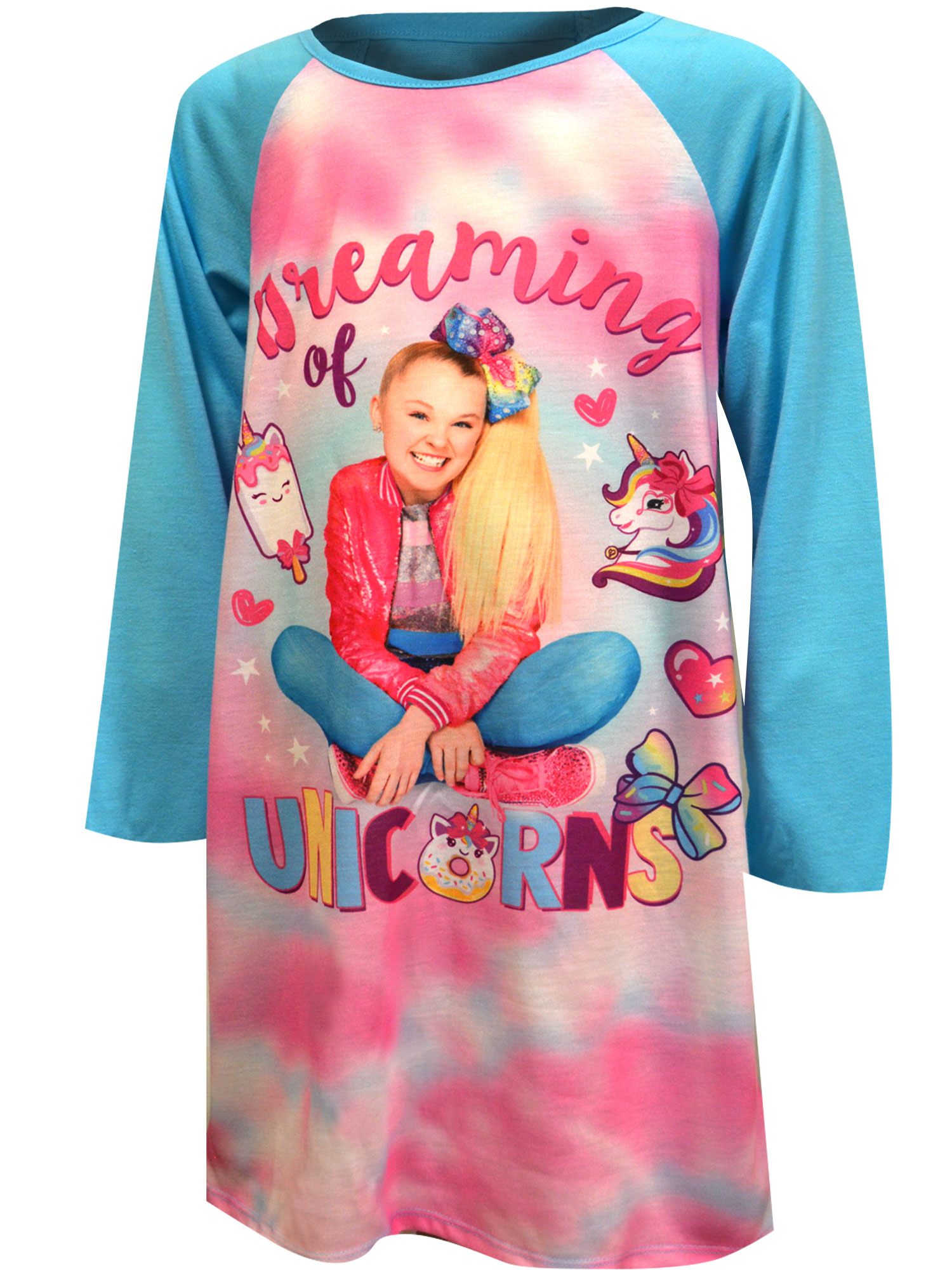 Nickelodeon JoJo Siwa Girls' JoJo Dreaming of Unicorns Long Sleeve Nightgown Pajama Sleepwear